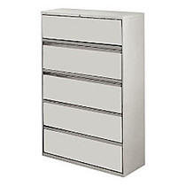 Lorell; HL8000-Series 5-Drawer Lateral File, 68 inch;H x 42 inch;W x 18 5/8 inch;D, Light Gray