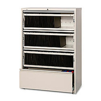 Lorell; Lateral File With Roll-Out Shelves And Receding Drawer Fronts, 4-Drawer, 52 1/2 inch;H x 42 inch;W x 18 5/8 inch;D, Putty