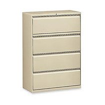 Lorell; Lateral File, 4 Drawers, 52 1/2 inch;H x 36 inch;W x 18 5/8 inch;D, Putty