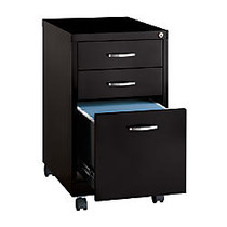 Lorell&trade; Steel Letter-Size Mobile Pedestal File Cabinet, 3-Drawer, 26 inch;H x 15 inch;W x 19 inch;D, Black