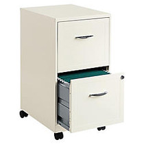 Lorell&trade; Steel Letter-Size Vertical Mobile File Cabinet, 2 Drawers, 24 1/2 inch;H x 14 1/4 inch;W x 18 inch;D, Pearl White