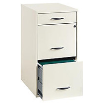 Lorell&trade; Steel Letter-Size Vertical Mobile File Cabinet, 3 Drawers, 27 3/8 inch;H x 14 1/4 inch;W x 18 inch;D, Pearl White