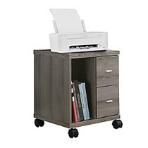 Monarch Specialties Mobile Office Cabinet, 2 Drawers, 23 inch;H x 18 inch;W x 18 inch;D, Dark Taupe