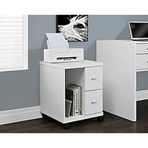 Monarch Specialties Mobile Office Cabinet, 2 Drawers, 23 inch;H x 18 inch;W x 18 inch;D, White