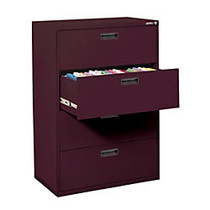 Sandusky; 400 Series Steel Lateral File Cabinet, 4-Drawers, 50 5/8 inch;H x 30 inch;W x 18 inch;D, Burgundy