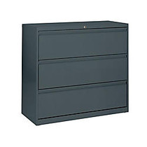 Sandusky; 800 Series Steel Lateral File Cabinet, 3-Drawers, 40 7/8 inch;H x 36 inch;W x 19 1/4 inch;D, Charcoal