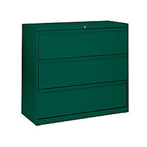 Sandusky; 800 Series Steel Lateral File Cabinet, 3-Drawers, 40 7/8 inch;H x 36 inch;W x 19 1/4 inch;D, Forest Green