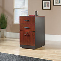 Sauder; Via File Pedestal, 3-Drawer, 28 1/2 inch;H x 15 1/2 inch;W x 19 1/2 inch;D, Cherry/Black