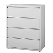 WorkPro; Steel Lateral File, 4-Drawer, 52 1/2 inch;H x 42 inch;W x 18 5/8 inch;D, Light Gray