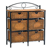 SEI Iron/Wicker Storage Chest, Rectangle, 38 1/2 inch;H x 34 inch;W x 13 inch;D, Black/Brown