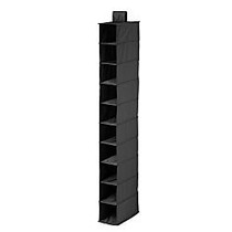 Honey-Can-Do 10-Shelf Hanging Vertical Closet Organizer, 54 inch;H x 6 inch;W x 12 inch;D, Black