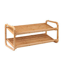 Honey-Can-Do 2-Tier Bamboo Shoe Rack, 14 1/2 inch;H x 30 inch;W x 13 inch;D, Natural