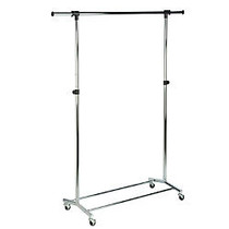 Honey-Can-Do Adjustable-Height Rolling Garment Rack, 70 1/2 inch;H x 18 11/16 inch;W x 56 11/16 inch;D, Chrome/Black