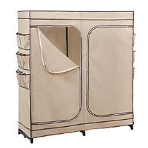 Honey-Can-Do Portable Cloth Wardrobe, 64 inch;H x 60 inch;W x 19 3/4 inch;D, Khaki