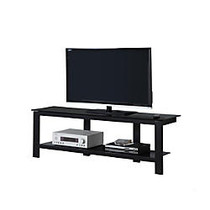 Monarch Specialties Glass TV Stand For Flat-Screen TVs Up To 60 inch;, 20 inch;H x 60 inch;W x 16 inch;D, Black