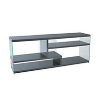 Monarch Specialties Glass TV Stand For Flat-Screen TVs Up To 60 inch;, 24 inch;H x 60 inch;W x 16 inch;D, Gray