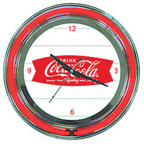 Coca Cola; Neon Clock, Refreshing Feeling, 14 inch;H x 14 inch;W x 3 inch;D, Red