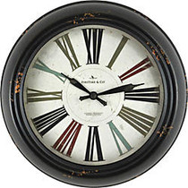 FirsTime; Black Relic Wall Clock, 10 inch;, Distressed Black