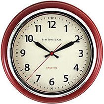 FirsTime; Kitchen Round Wall Clock, 12 1/2 inch;, Red/White