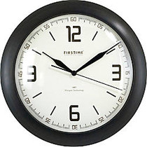FirsTime; Linen Whisper Round Wall Clock, 11 inch;, Black/Oil-Rubbed Bronze