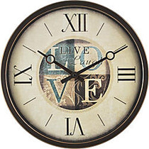 FirsTime; Live, Laugh, Love Round Wall Clock, 12 inch;, Oil-Rubbed Bronze