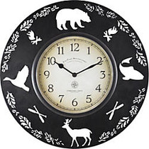 FirsTime; Lodge Round Wall Clock, 11 inch;, Aged Brown