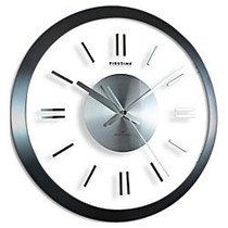 FirsTime; Modish Gunmetal Wall Clock, 14 inch;, Silver