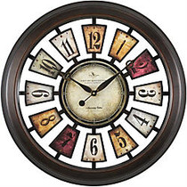FirsTime; Numeral Plaques Wall Clock, 22 1/2 inch; x 1 1/2 inch;, Metallic Black