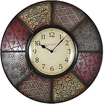 FirsTime; Patchwork Round Wall Clock, 20 1/2 inch; x 1 1/4 inch;, Multicolor