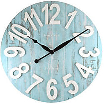 FirsTime; Transatlantic Wall Clock, 22 1/2 inch;, Light Blue/White