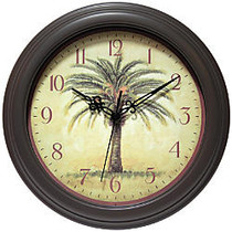 Infinity Instruments Cabana 12 inch; Round Wall Clock, Brown