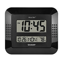 Sharp Digital Auto Time Set Wall Clock, 8 inch; x 7 inch;, Black