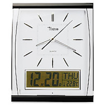 Tatco LCD Inset Rectangular Wall Clock, 14 1/2 inch;H x 11 3/4 inch;W x 2 3/8 inch;D, Black/Silver