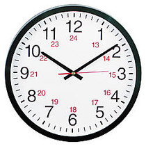 Universal 24-Hour Round Wall Clock, 12 5/8 inch;, Black