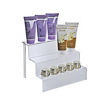 Azar Displays 3-Tier Step Display Stands, 8 3/4 inch;H x 12 inch;W x 8 1/2 inch;D, Clear, Pack Of 4