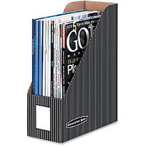 Bankers Box; Magazine Files, Letter-Size, 12 inch; x 4 1/4 inch; x 9 5/8 inch;, 60% Recycled, Black/Gray Pinstripe, Pack Of 6