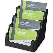 Deflect-o 4-Tier Business Card Holder - 3.5 inch; x 3.9 inch; x 4.1 inch; - Plastic - 1 Each - Black