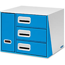 Fellowes Premier 3-Drawer Bin Organizer - 3 Drawer(s) - 12.5 inch; Height x 12.5 inch; Width x 15.3 inch; Depth - Desktop - Recycled - White, Blue - 1Each