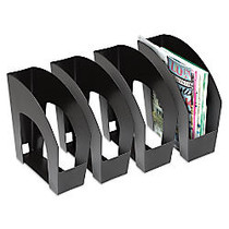 Office Wagon; Brand Arched Plastic Magazine Files, 8 1/2 inch; x 11 inch;, Black, Pack Of 4