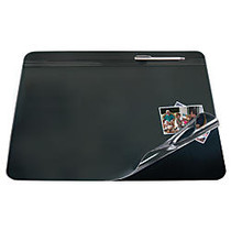 Office Wagon; Brand Overlay Desk Pad, 19 inch; x 24 inch;, Black/Clear