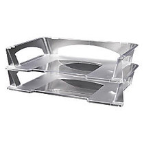 Office Wagon; Brand Stacking Desk Trays, 2 1/2 inch;H x 10 1/2 inch;W x 12 inch;D, Clear, Pack Of 2