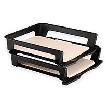 Office Wagon; Brand Stacking Desk Trays, 2 1/2 inch;H x 12 inch;W x 12 inch;D, Black, Pack Of 2