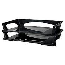 Office Wagon; Brand Stacking Desk Trays, 2 3/4 inch;H x 18 inch;W x 8 inch;D, Black, Pack Of 2