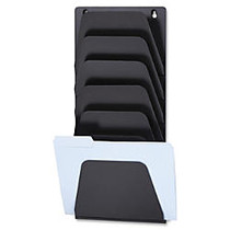 OIC 7 Compartment Wall File Holder - 7 Compartment(s) - 22.4 inch; Height x 9.5 inch; Width x 2.9 inch; Depth - Wall Mountable - Black - Plastic - 7 / Each