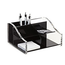 Realspace&trade; Acrylic Desk Organizer, 4 5/16 inch; x 7 1/8 inch; x 8 1/8 inch;, Black/Clear
