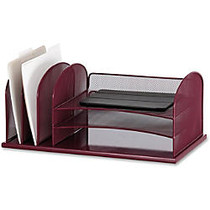 Safco Onyx 3 Tray/3 Upright Section Desk Organizer - 8.3 inch; Height x 19.5 inch; Width x 11.5 inch; Depth - Desktop - Wine - 1Each