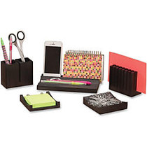 Safco Wood Desk Organizer Set - 2.1 inch; Height x 15.3 inch; Width x 5.5 inch; Depth - Desktop - Black - Pine Wood - 1 / Set