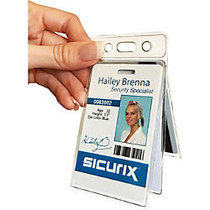 SICURIX Vinyl Two-Card Badge Holder - Vertical - Vinyl - 20 / Pack - Translucent