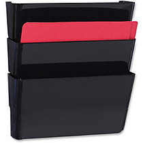 Sparco Mountable Wall File Pockets - 14.5 inch; Height x 13.1 inch; Width x 4.3 inch; Depth - Wall Mountable - Black - 3 / Pack