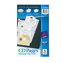 Avery; CD Sheet-Protector Pages, Clear, Pack Of 5